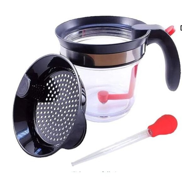 Wecker Gravy Separator (4 Cup) Plastic Strainer & Red Baster - Picture 1 of 4
